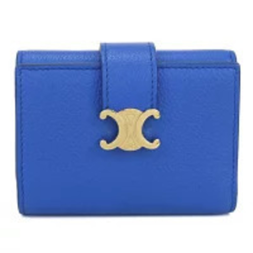 Celine Tri fold Wallet Compact Fine Strap Nino Blue